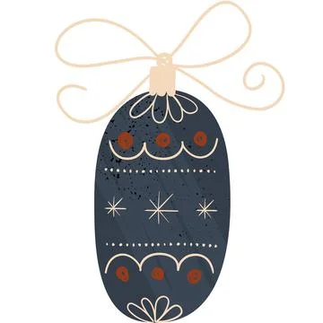 Oval christmas ball doodle pattern icon vector Stock Illustration