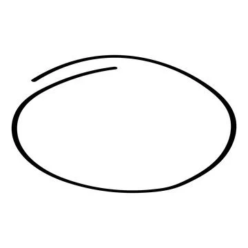 Oval circle drawn with a brush hand, doodle cartoon oval Stock Illustration