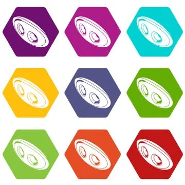 Oval clothes button icons set 9 Stock Illustration