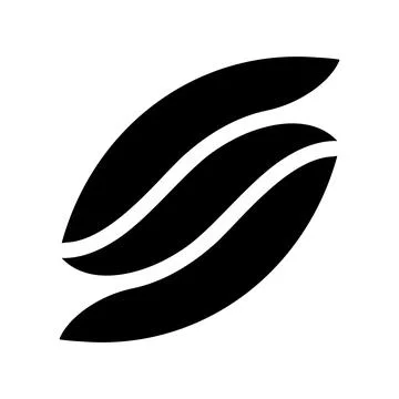 Oval coffee bean logo made of three elegant leaf-shaped stripes stock Stock Illustration