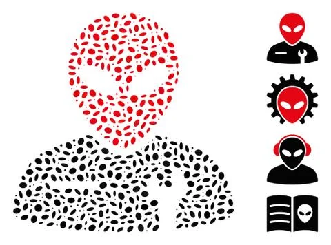 Oval Collage Alien Mechanic Stock Illustration