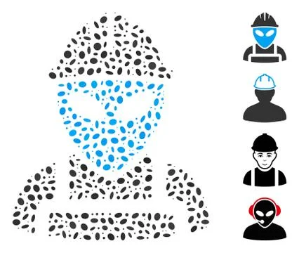 Oval Collage Alien Worker Stock Illustration