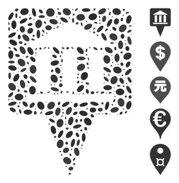 Oval Collage Bank Building Pointer Ilustración de archivo