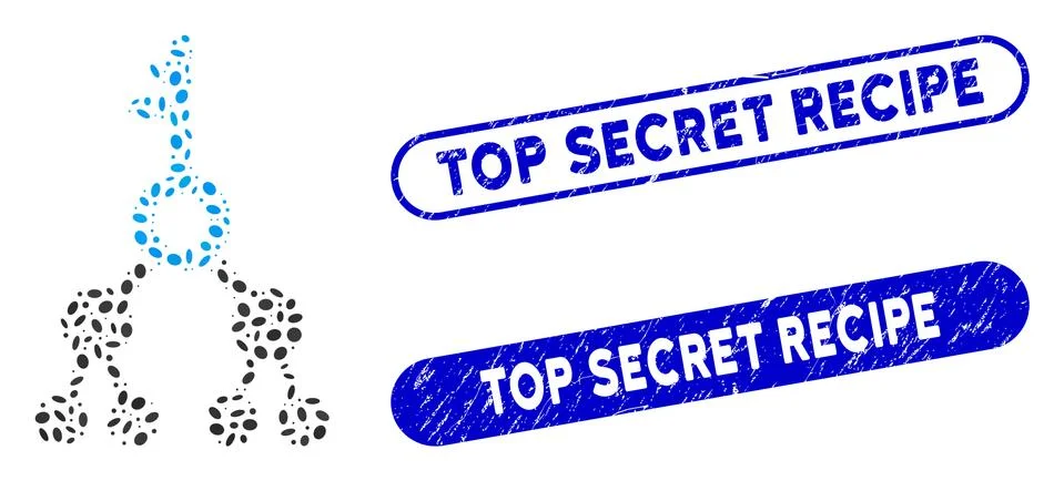 Oval Collage Binary Key with Scratched Top Secret Recipe Watermarks Stock Illustration