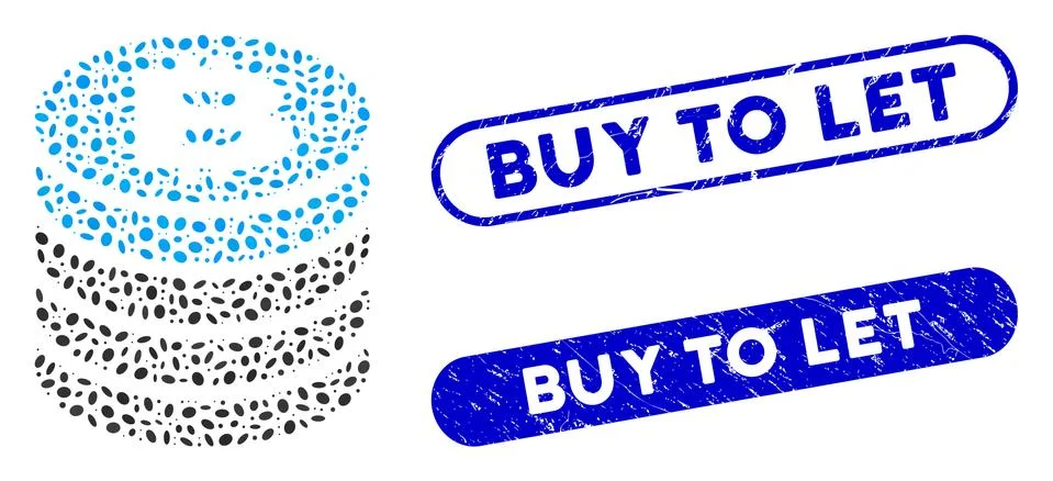 Oval Collage Bitcoin Coin Stack with Textured Buy to Let Seals Stock Illustration
