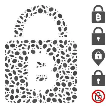 Oval Collage Bitcoin Lock イラスト素材