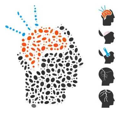 Oval Collage Brain Surgery Stock Illustration