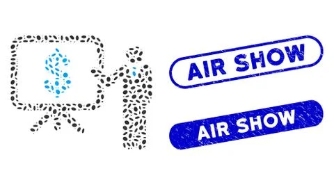 Oval Collage Business Plan Presentation with Distress Air Show Seals Illustrazione stock