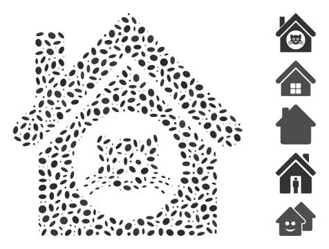 Oval Collage Cat House Ilustração Stock