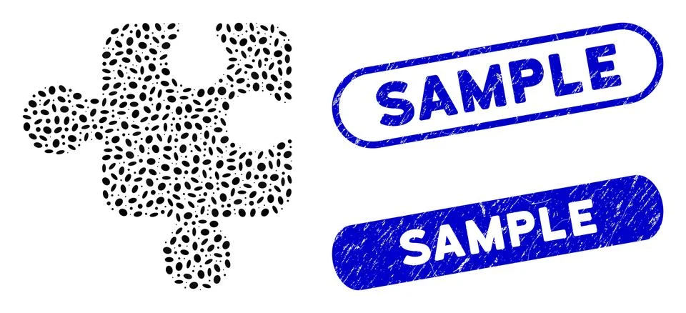 Oval Collage Component with Textured Sample Seals 스톡 일러스트