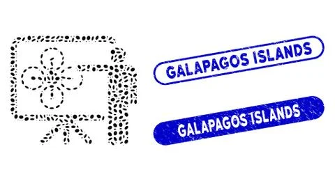 Oval Collage Copter Presentation with Scratched Galapagos Islands Seals Stock Illustration