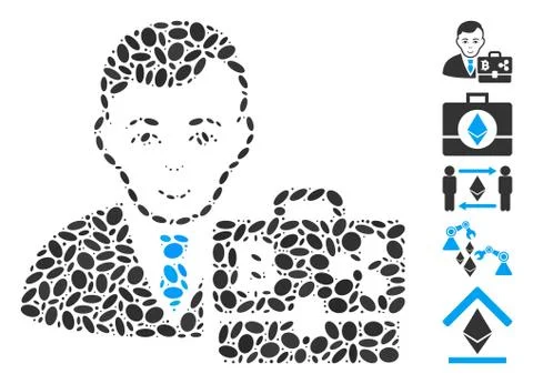 Oval Collage Cryptocurrency Accounter Stock Illustration