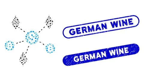 Oval Collage Cryptocurrency Network with Scratched German Wine Watermarks Stock Illustration