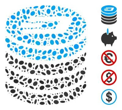 Oval Collage Dash Coin Stack Illustrazione stock