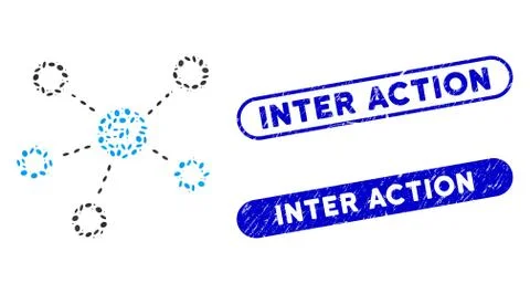 Oval Collage Dash Network Structure with Scratched Inter Action Seals Illustrazione stock