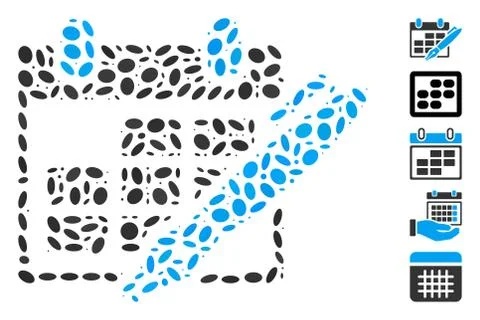 Oval Collage Edit Calendar Table Stock Illustration