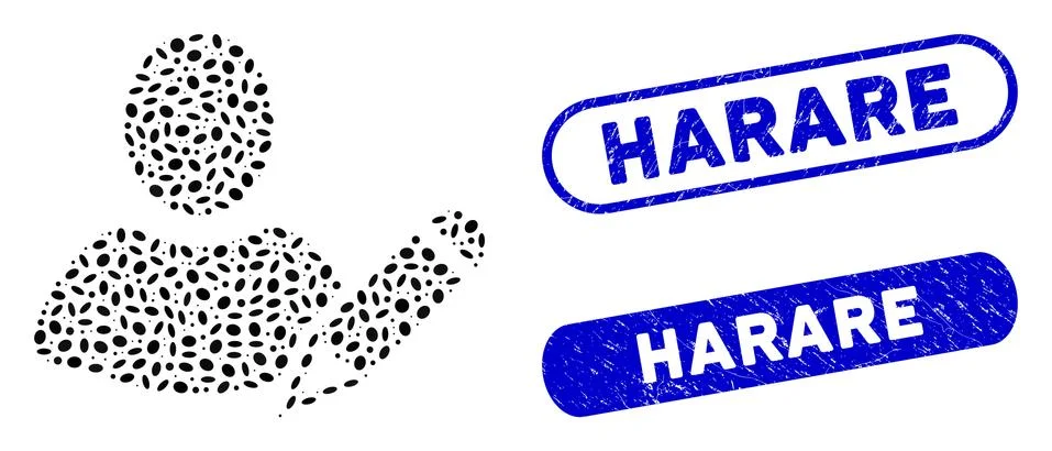 Oval Collage Edit User with Distress Harare Watermarks Stock Illustration