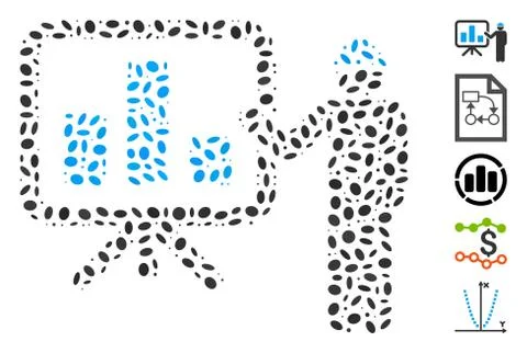 Oval Collage Engineer Pointing Chart Board Stock Illustration