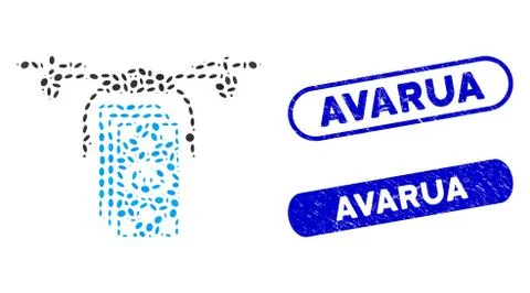 Oval Collage Euro Banknotes Drone with Grunge Avarua Watermarks Stock Illustration