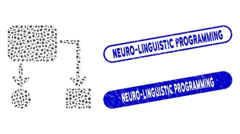 Oval Collage Flow Chart with Textured Neuro-Linguistic Programming Watermarks Stock Illustration