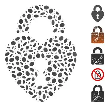 Oval Collage Heart Lock Stock Illustration