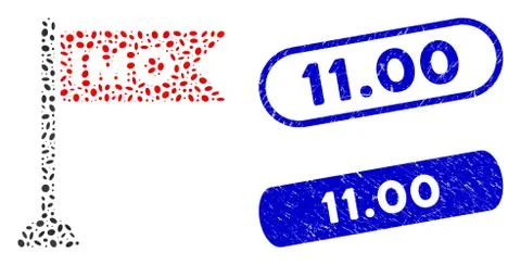 Oval Collage IMO Flag with Grunge 11.00 Watermarks Stock Illustration
