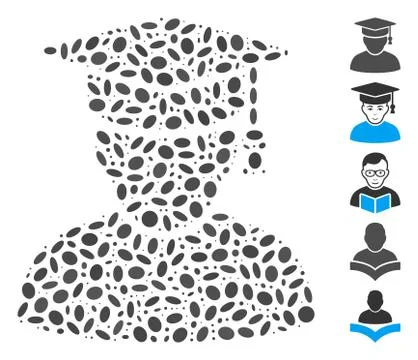 Oval Collage Knowledge Man Stock Illustration