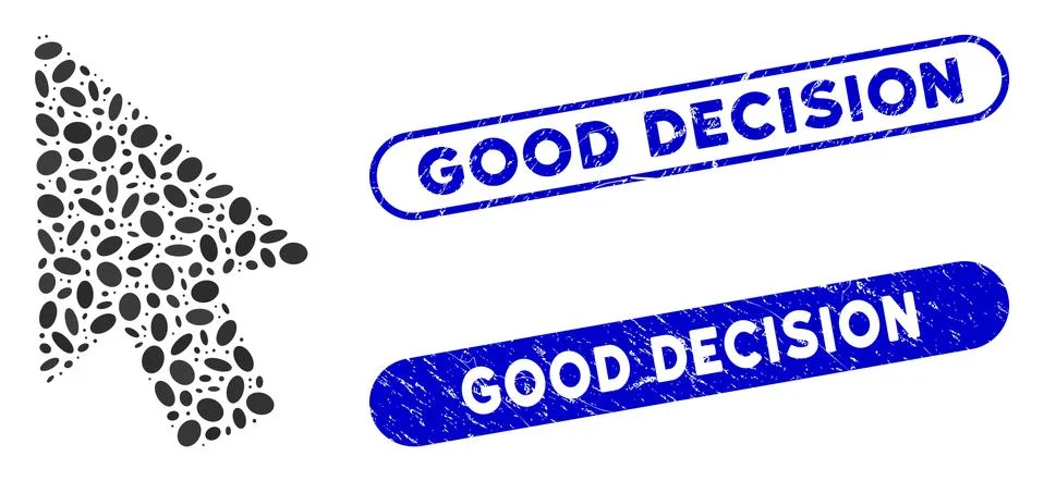 Oval Collage Mouse Pointer with Distress Good Decision Watermarks Stockillustratie