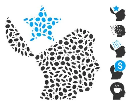 Oval Collage Open Head Star Stock Illustration
