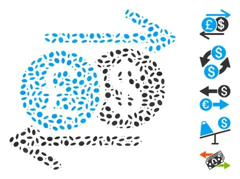 Oval Collage Pound Dollar Exchange Stock Illustration
