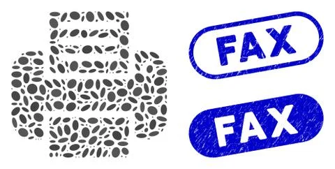Oval Collage Printer with Grunge Fax Watermarks イラスト素材