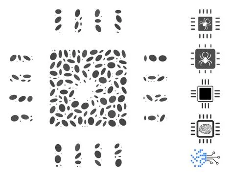 Oval Collage Processor Bug Stock Illustration