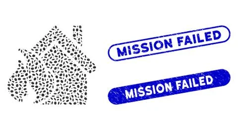Oval Collage Realty Fire Disaster with Scratched Mission Failed Seals Ilustração Stock