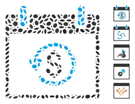 Oval Collage Refund Calendar Day Stock Illustration