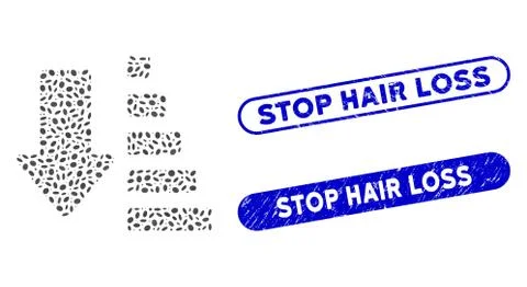 Oval Collage Sort Down Arrow with Scratched Stop Hair Loss Stamps Stock Illustration