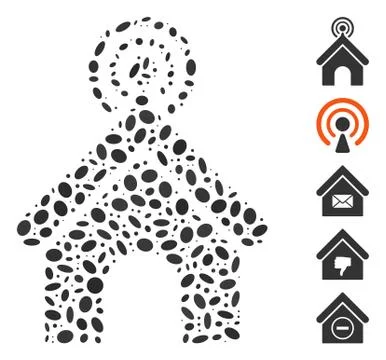 Oval Collage Telecom Office Stock Illustration