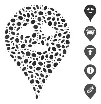 Oval Collage Thinking Smiley Map Marker イラスト素材