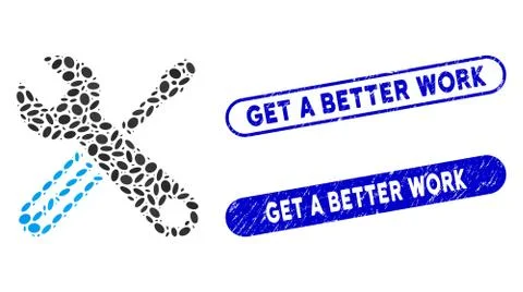 Oval Collage Tools with Textured Get a Better Work Watermarks 스톡 일러스트