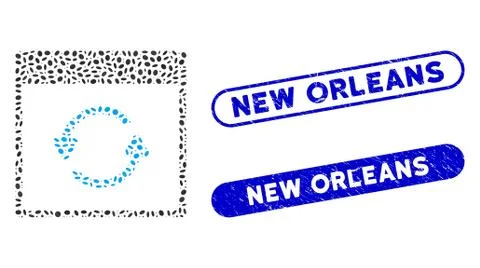 Oval Collage Update Calendar Page with Grunge New Orleans Stamps Stock Illustration