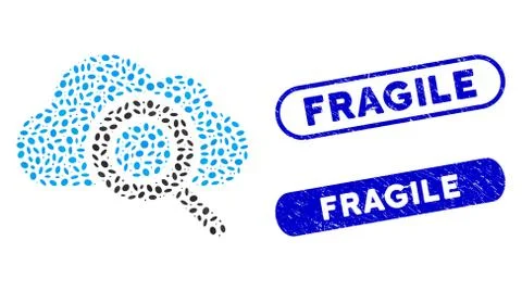 Oval Collage View Cloud with Grunge Fragile Watermarks 스톡 일러스트