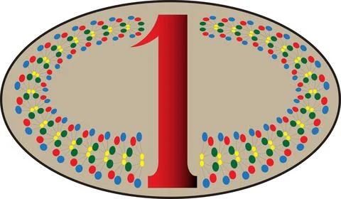Oval compositon with a red number 1 스톡 일러스트