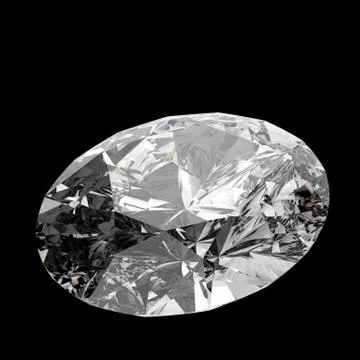 Oval cut diamond, isolated on dark background Stock Illustration