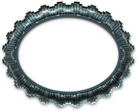 Oval decorative frame with abstract ruffled border Stock Photos