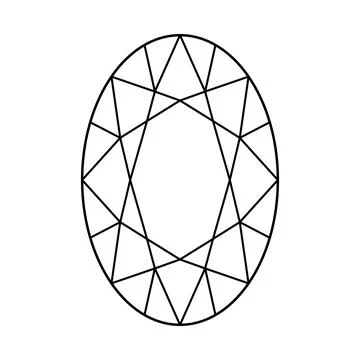 Oval diamond cut shape icon isolated on white background. Design diagram Stock Illustration