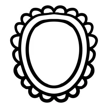 Oval doodle frame with hand drawn outline. Simple decorative border for inv.. Stock Illustration