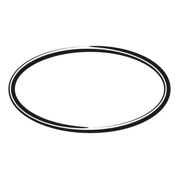 Oval double black line frame, created in a sketch or hand drawn style Stock Illustration