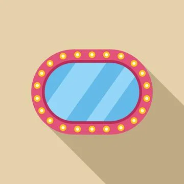 Oval dressing room mirror with light bulbs is reflecting light Stock Illustration
