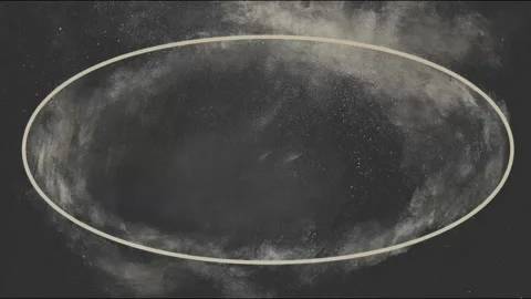 Oval dust halo border frame swirling subtle loop hand drawn digital seamles.. Stockbeeldmateriaal 339791722