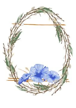 Oval egg Wreath from willow branches Stock-Illustration