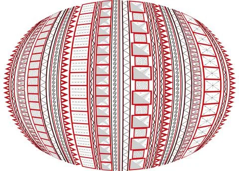 Oval with ethnic pattern on a white background.3d. Stock Illustration